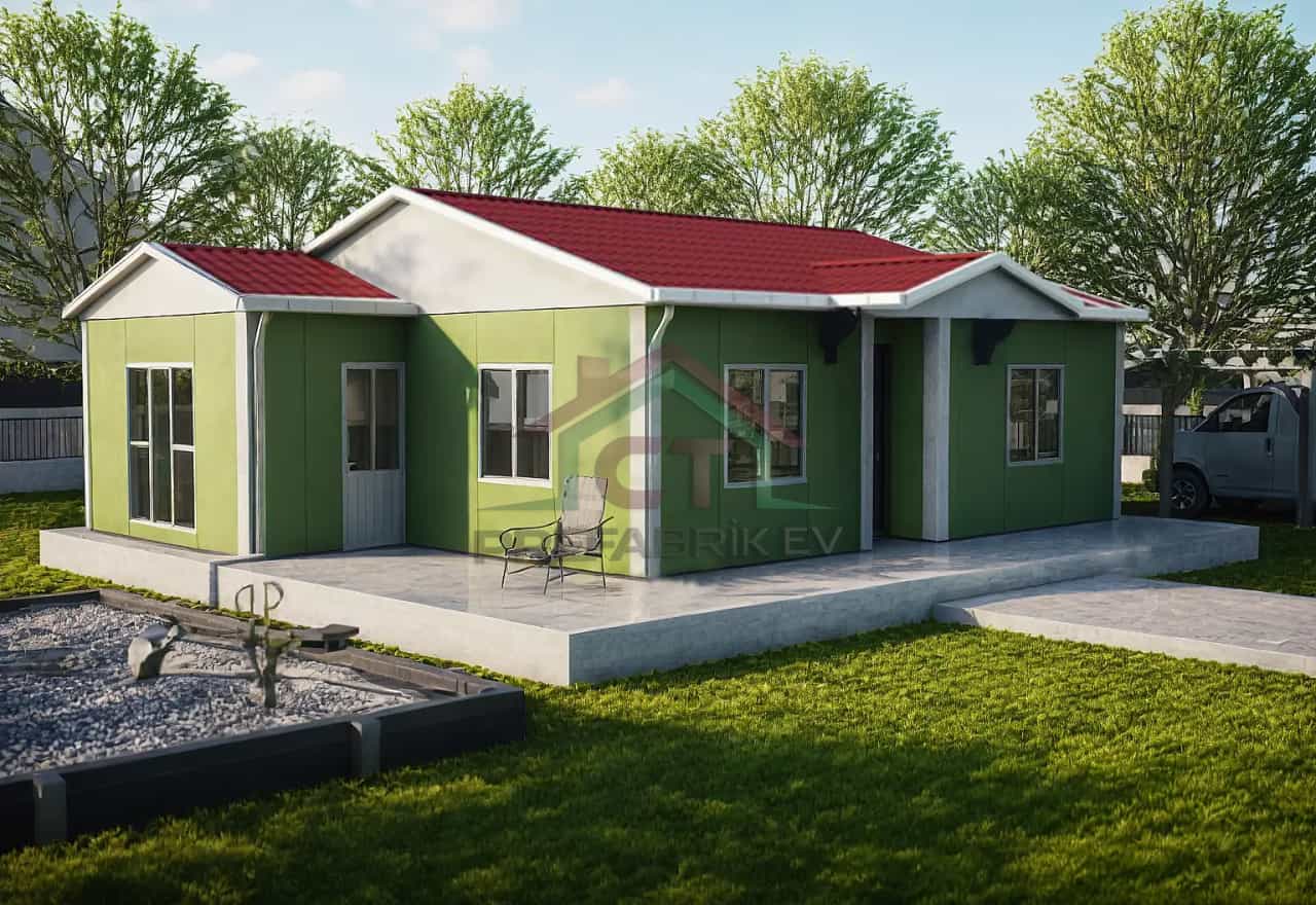 2+1 Tek Katlı Prefabrik Ev 72 m2 tasarım örneği