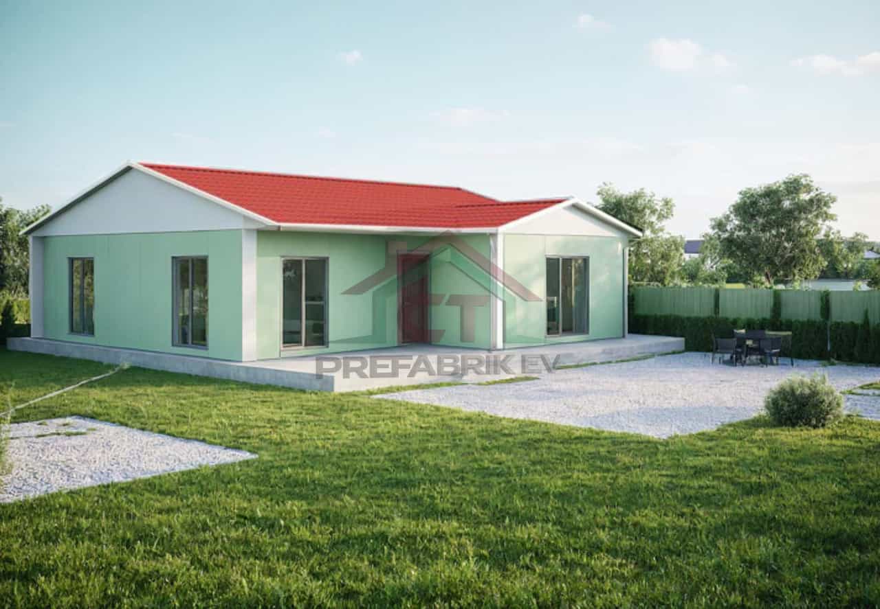 3+1 Tek Katlı Prefabrik Ev 113 m2 bitmiş ev