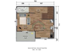 2+1 Çift Katlı Prefabrik Ev 100 m2 kat planı 1