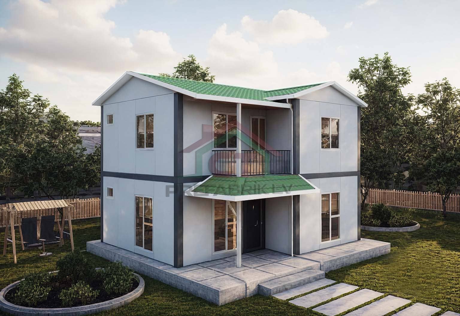 2+1 Çift Katlı Prefabrik Ev 100 m2 dış görünüş