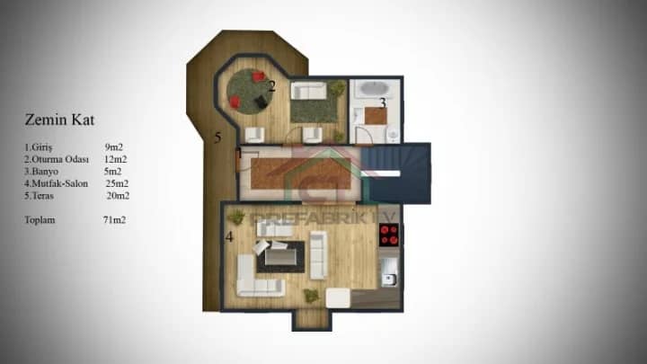 Çelik Ev 159m2 geniş 3