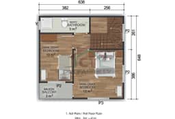 2+1 Çift Katlı Prefabrik Ev 82 m2 plan 1