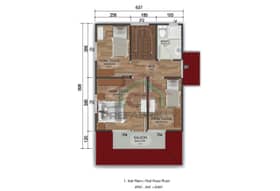 3+1 Çift Katlı Prefabrik Ev 122 m2 plan 1