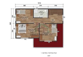 4+1 Çift Katlı Prefabrik Ev 142 m2 plan a