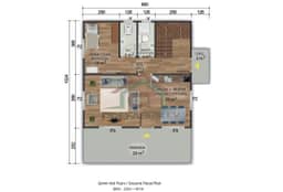 4+1 Çift Katlı Prefabrik Ev 149 m2 alt plan