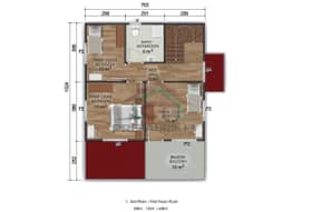 4+1 Çift Katlı Prefabrik Ev 149 m2 üst plan