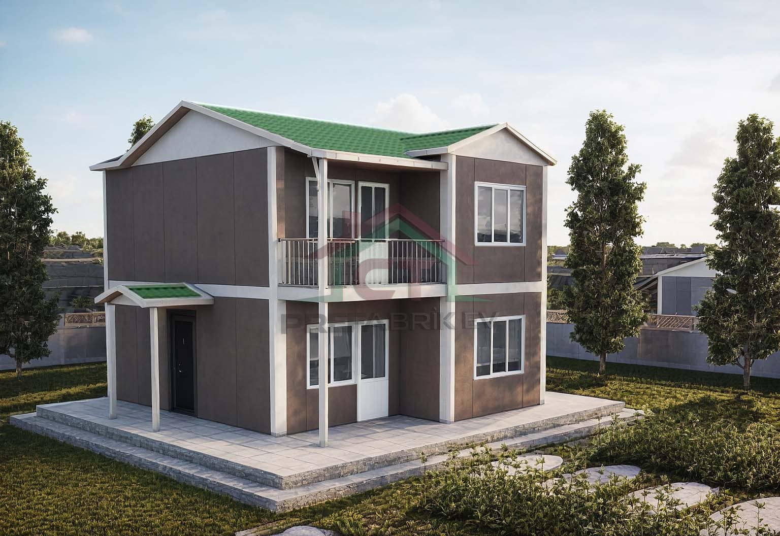 2+1 Çift Katlı Prefabrik Ev 92 m2 dış cephe