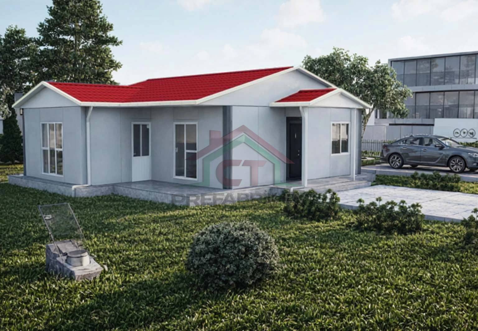 2+1 Tek Katlı Prefabrik Ev 77 m2 görsel