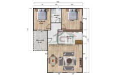 2+1 Tek Katlı Prefabrik Ev 93 m2 yerleşim planı