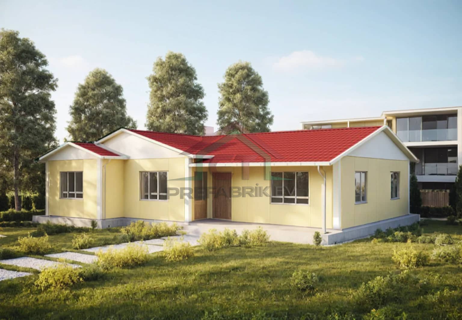 3+1 Tek Katlı Prefabrik Ev 121 m2 villa modeli