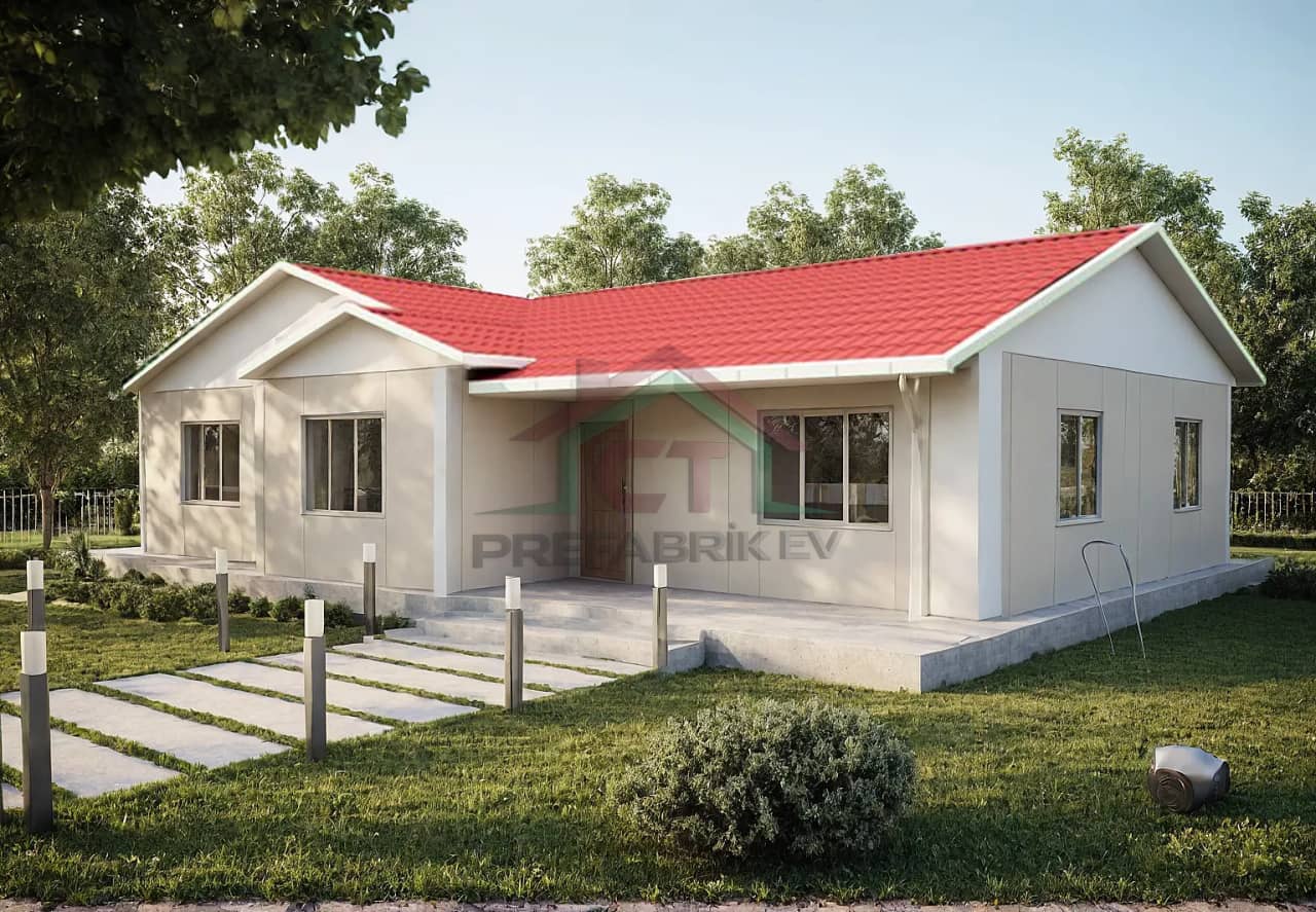 3+1 Tek Katlı Prefabrik Ev 122 m2 bina