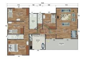 3+1 Tek Katlı Prefabrik Ev 166 m2 çok geniş plan