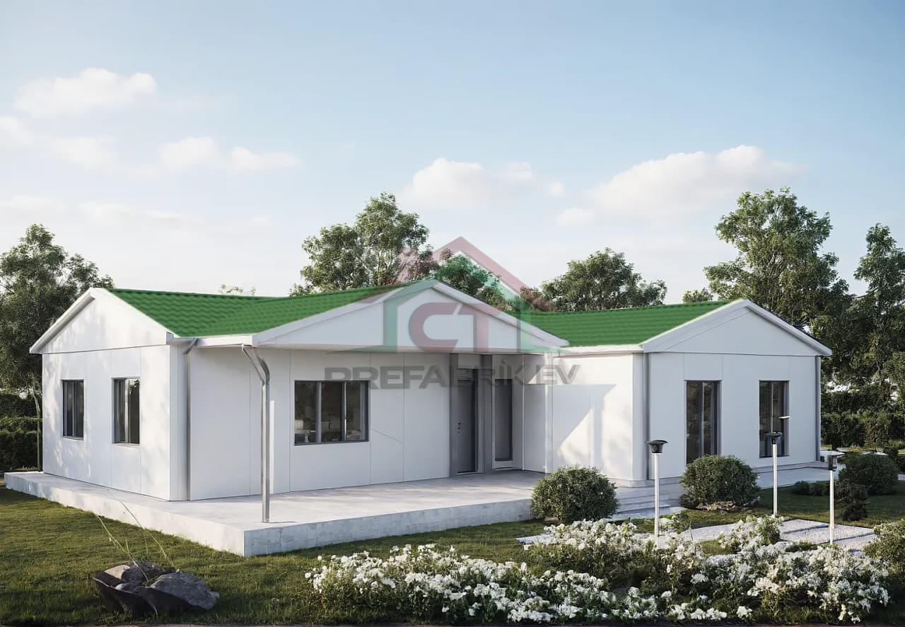 3+1 Tek Katlı Prefabrik Ev 123 m2 şık dış