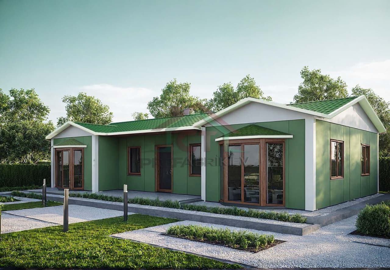 3+1 Tek Katlı Prefabrik Ev 98 m2 villa tipi