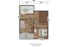 2+1 Çift Katlı Prefabrik Ev 92 m2 alt kat planı